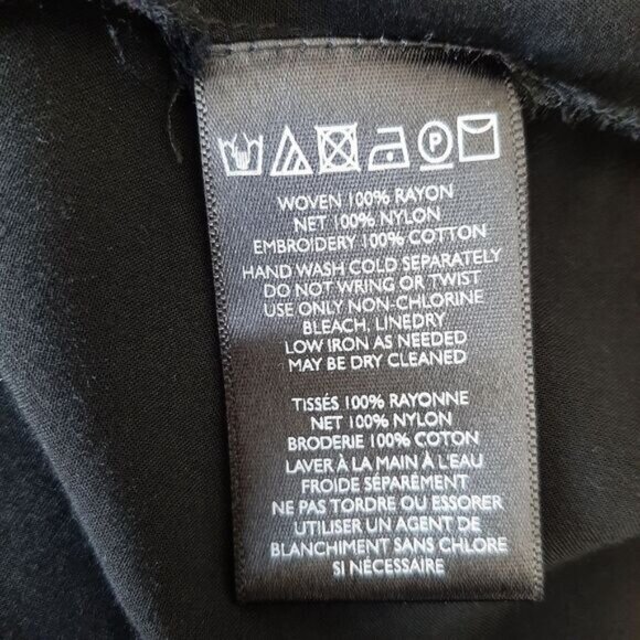 ECOTE Boho Floral Lace Tassel Tie Semi-Sheer Tunic Blouse Black Sz S - Picture 15 of 15